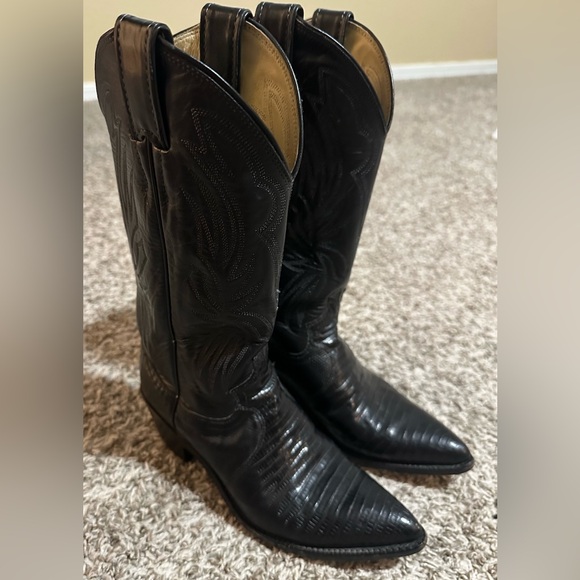 Justin Vintage Black Iguana Lizard Boots L4705 - Picture 3 of 8